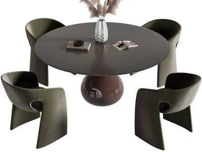 现代圆形餐桌椅组合