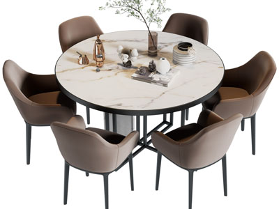 现代圆形餐桌椅组合