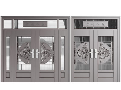 新中式金属双扇入户平开门