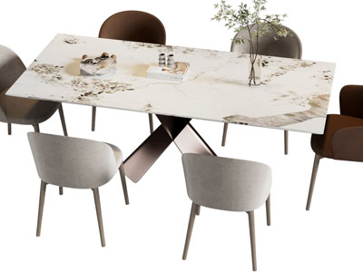 现代长方形餐桌椅组合