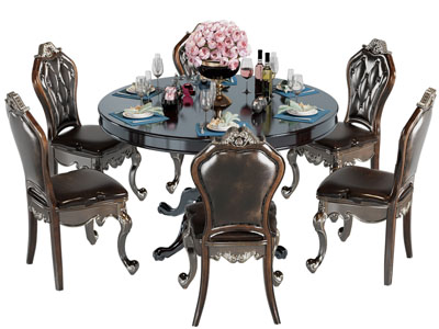 欧式圆形餐桌椅组合