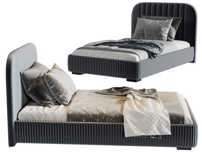 现代布艺单人床