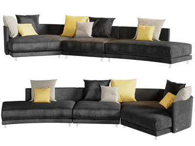 现代弧形多人沙发