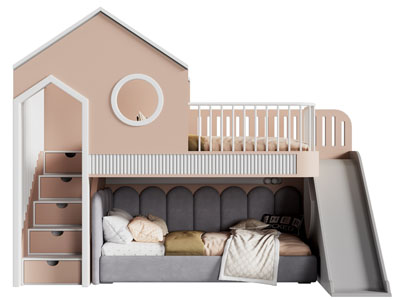 现代儿童房屋造的上下床