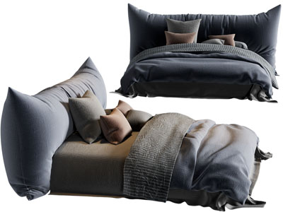 现代布艺双人床