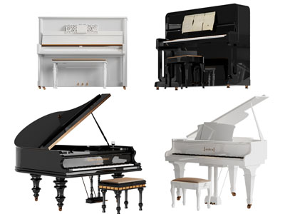 现代三角钢琴、琴凳3d模型 现代三角钢琴、琴凳