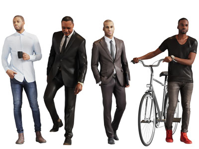 现代穿着西装的男人、黑人、多人3d模型 现代穿着西装的男人、黑人、多人