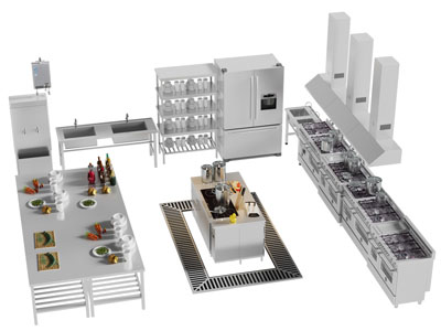 现代不锈钢后厨设备、厨具、厨房电器3d模型 现代不锈钢后厨设备、厨具、厨房电器