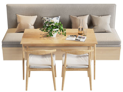 北欧卡座实木餐桌椅组合