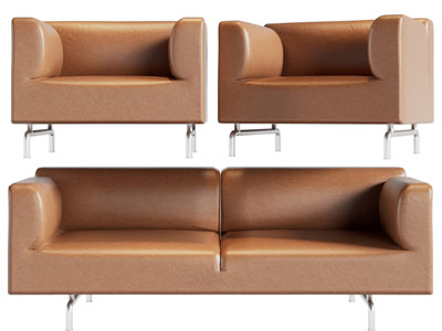 现代双人、单人沙发3d模型 现代双人、单人沙发