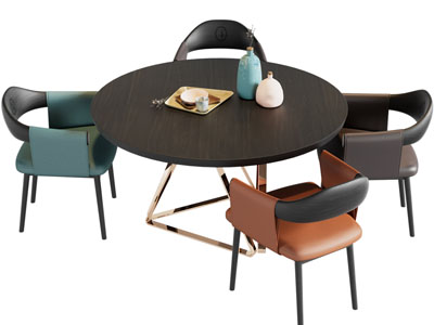 现代圆形餐桌椅组合