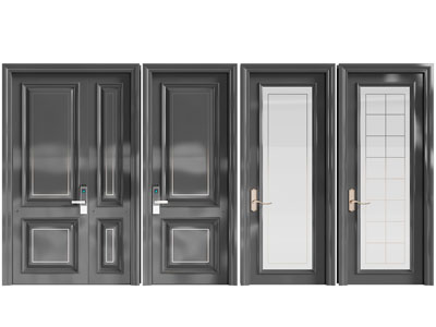 简欧带密码锁的入户平开门