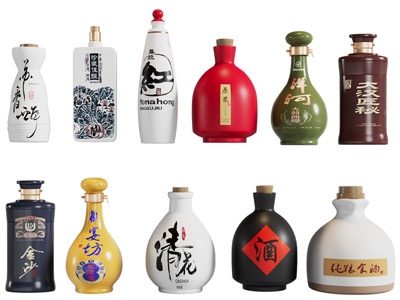 现代中国白酒陶瓷酒瓶3d模型 现代中国白酒陶瓷酒瓶