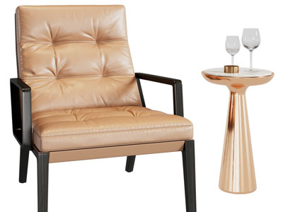 现代休闲椅子、边几