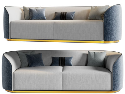 现代布艺双人沙发3d模型 现代布艺双人沙发