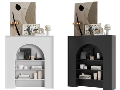 现代壁炉造的玄关柜