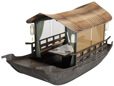 新中式木制游船