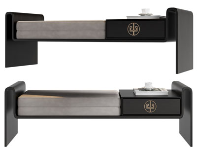 新中式长方形沙发凳