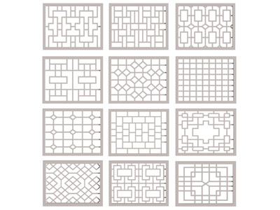 新中式镂花窗、花格、雕花