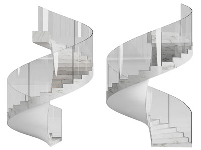 现代玻璃扶手旋转楼梯3d模型 现代玻璃扶手旋转楼梯