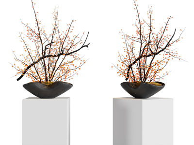 新中式花盆梅花盆景盆栽