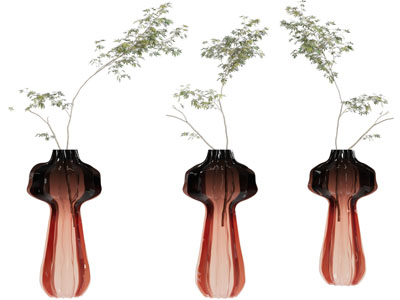 彩色玻璃花瓶树枝摆件