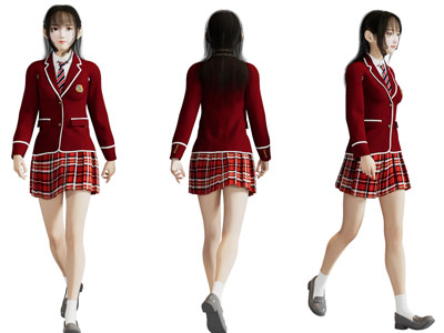现代穿着学生装的女生、女人、美女人物