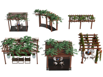 现代阳台实木花架廊架