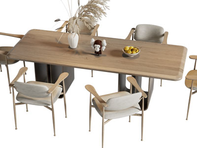 现代长方形餐桌椅组合