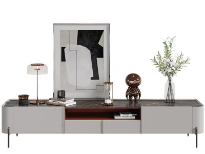现代电视柜、摆件组合