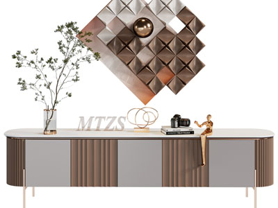 现代轻奢电视柜、摆件组合