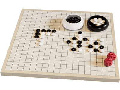 现代围棋棋盘、黑白棋子3d模型 现代围棋棋盘、黑白棋子