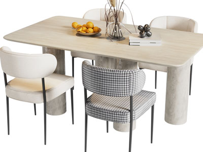 现代长方形餐桌椅组合