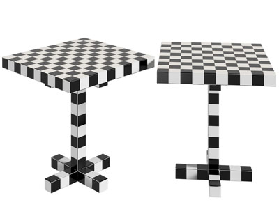 现代棋盘格图案的方形边几3d模型 现代棋盘格图案的方形边几