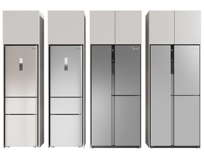 现代嵌入柜体的电冰箱