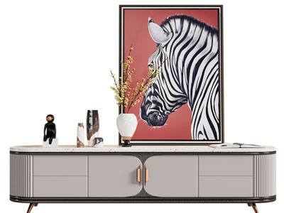 现代电视柜、摆件组合