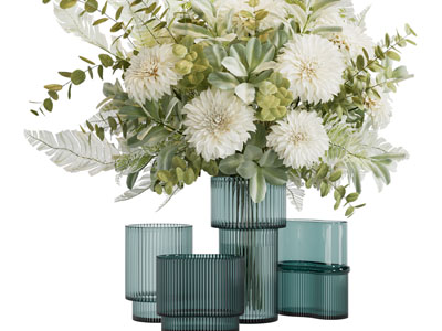 现代彩色玻璃花瓶花卉