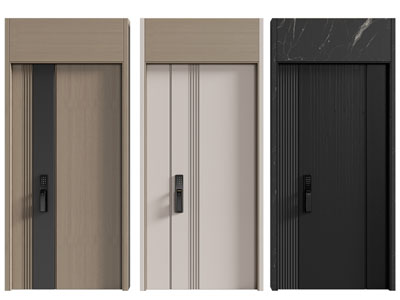 现代带密码锁的平开门