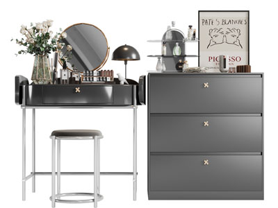 现代化妆、梳妆台、边柜