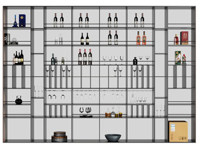 现代开放式玻璃酒柜3d模型 现代开放式玻璃酒柜