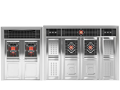 新中式不锈钢入户大门