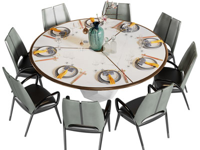现代圆形餐桌椅组合