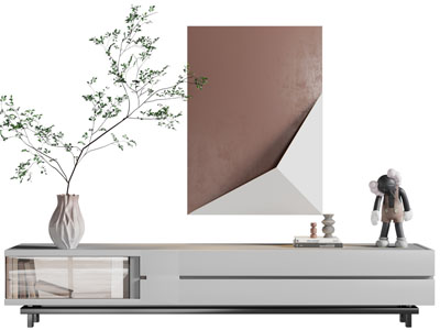 现代电视柜、摆件组合