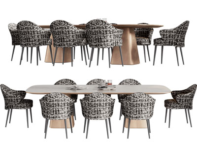 现代长方形餐桌椅组合