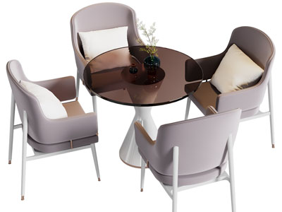 现代圆形休闲桌椅组合