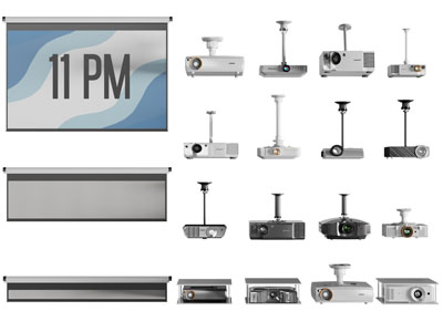 现代投影仪、投影幕布3d模型 现代投影仪、投影幕布