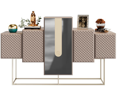 现代轻奢装饰菱形图案的玄关柜、边柜