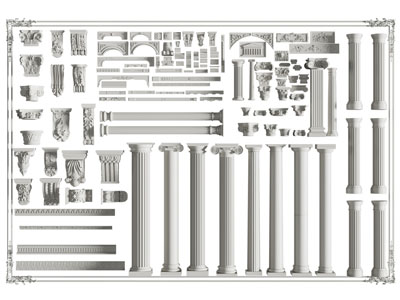 欧式罗马柱子、雕花柱托3d模型 欧式罗马柱子、雕花柱托