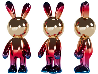 现代彩色兔子雕塑雕刻3d模型 现代彩色兔子雕塑雕刻