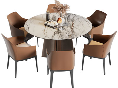 现代圆形餐桌椅组合